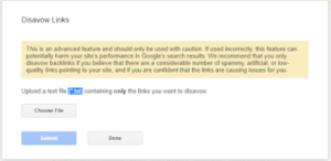submit file in google disavow tool