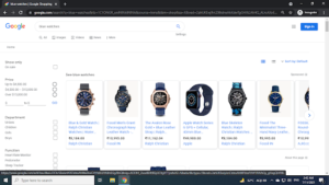 Shopping tab result for blue watches on Google